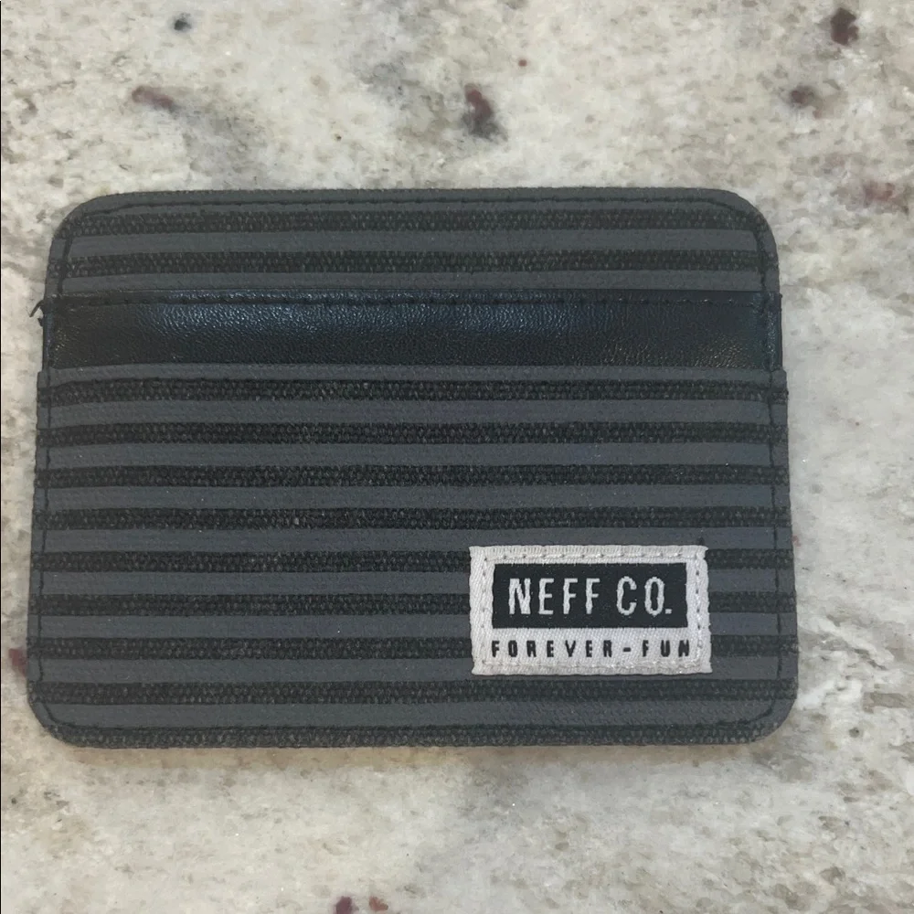 Neff Black and Gray Striped Card Holder